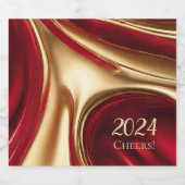 Nouvel An Eve Sparking Vin Étiquette - Rouge et Or (Étiquettes simples)