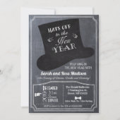 Nouvel An Eve Top Hat Chalk Invitation (Devant)