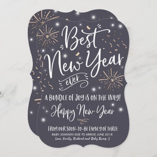 Nouvel An Faire-part de grossesse Nouvel An 2018 (Devant / Derrière)