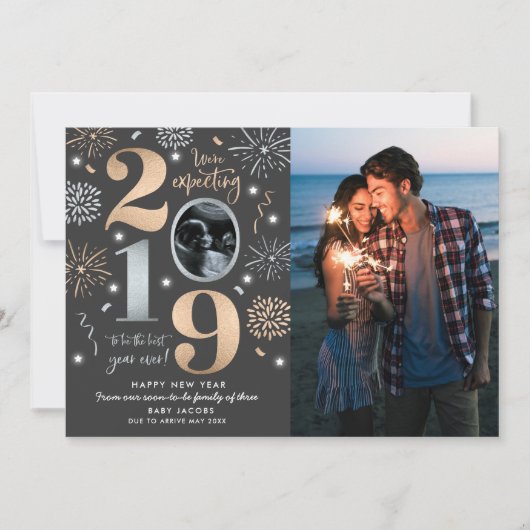 Nouvel An Faire-part de grossesse Nouvel An 2019 (Devant)
