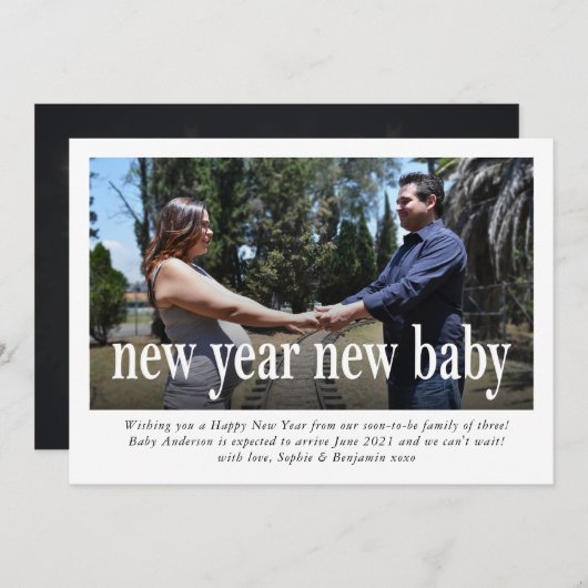 Nouvel An Faire-part de grossesse pour bébé (Devant / Derrière)