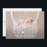 Nouvel An Faire-part de naissance photo bébé plus<br><div class="desc">Carte de faire-part de naissance moderne avec 2 photos de votre nouveau-né avec un texte en police lettrée à la main qui dit "nouvelle année plus de joie" avec un coeur au milieu.</div>