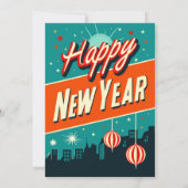 Nouvel An Fête Mi-Siècle Style Moderne Invitation (Dos)
