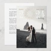 Nouvel An Feu d'artifice éclater Elégante carte de (Devant / Derrière)