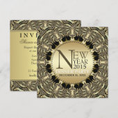 Nouvel An Golden Sun Tribal Funky Party Invitation (Devant / Derrière)