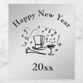 Nouvel An heureux avec Étiquette de vin de l'année (Étiquettes simples)