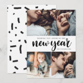 Nouvel An Honneur Trois Photo Collage Carte Nouvel (Devant / Derrière)