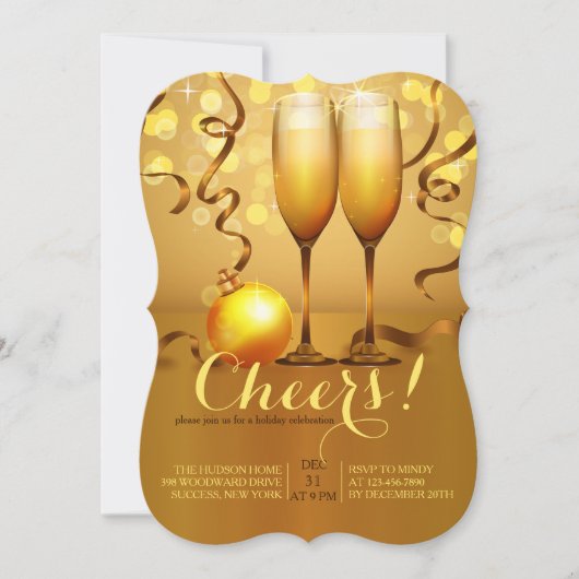 Nouvel An Invitation au pain de champagne (Devant)