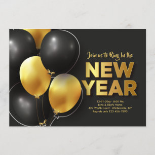 Nouvel An Invitation Black and Gold