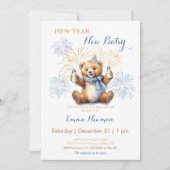 Nouvel an mignonne Bear Boy Baby shower Invitation (Devant)