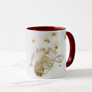 Nouvel an mugs cadeau 2024 blanc & or