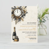 Nouvel An Noir et Or Faire-part de mariage (Debout devant)