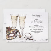 Nouvel An Noir talons hauts Invitation mascarade (Dos)