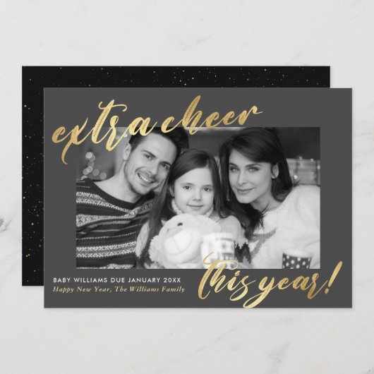 Nouvel an Nouveau bébé photo Faire-part de grosses (Devant / Derrière)