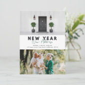 Nouvel an nouvelle adresse photo carte de vacances (Debout devant)