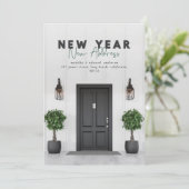 Nouvel an nouvelle adresse photo carte de vacances (Debout devant)