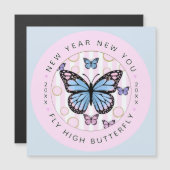 Nouvel An Papillon Hi Fly - Carte magnétique (Devant / Derrière)