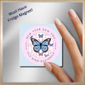 Nouvel An Papillon Hi Fly - Carte magnétique