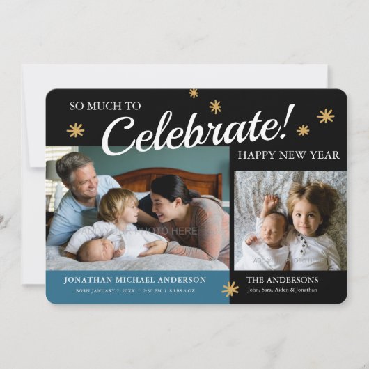 Nouvel An Photo Baby Boy Faire-part de naissance (Devant)