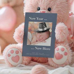 Nouvel An Photo Blue Faire-part de naissance