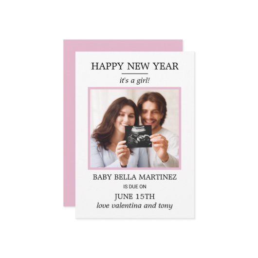 Nouvel an Photo Faire-part de grossesse (Devant/Arrière en situation)