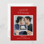 Nouvel An Rouge Bénédictions Faire-part de grosses (Devant / Derrière)