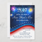 Nouvel An Rouge Blanc Bleu Patriotique Invitation (Devant)