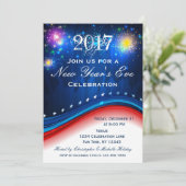 Nouvel An Rouge Blanc Bleu Patriotique Invitation (Debout devant)