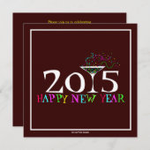 Nouvel An, soirée Martini Cocktail Invitation (Devant / Derrière)