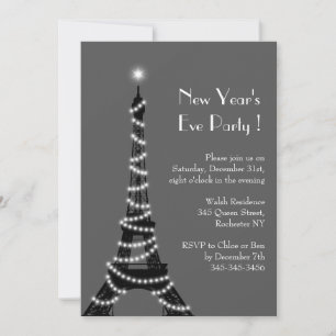 Nouvel An Tour Eiffel gris invitation