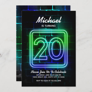 Nouvel anniversaire de Neon invitation pour Boy 20