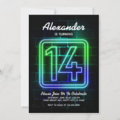 Nouvel anniversaire de Neon invitation pour le gar (Devant)