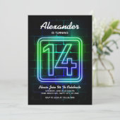 Nouvel anniversaire de Neon invitation pour le gar (Debout devant)
