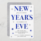 Nouvel an's Eve Blue & Silver invitation (Devant / Derrière)