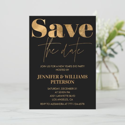 Nouvel an's eve invitation Enregistrer la date (Debout devant)