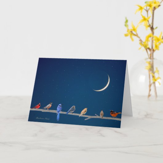 Nouvel oiseau de lune sur le fil : Carte (Fleur jaune)