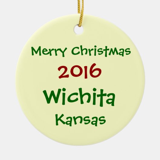 NOUVEL ORNEMENT 2016 DE JOYEUX NOËL DE WICHITA LE (Devant)