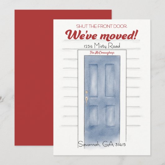 Nouvelle Adresse Bleu Fermer La Carte De Porte Ava (Devant / Derrière)