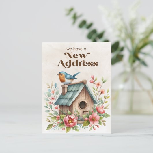 Nouvelle adresse Déplacement Faire-part Fleurs d'o (Debout devant)