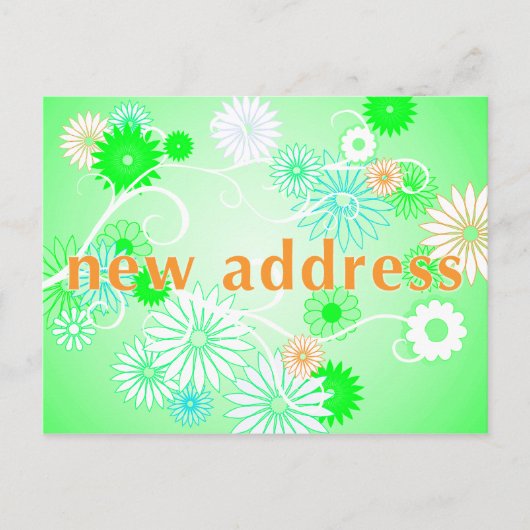 nouvelle adresse faire-part : fleurs rétro (Devant)