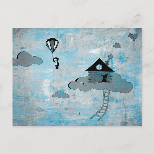 nouvelle adresse faire-part : singe dans les nuage (Devant)