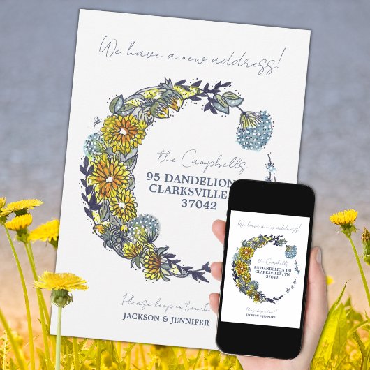 Nouvelle adresse Floral Wreath Moving Faire-part