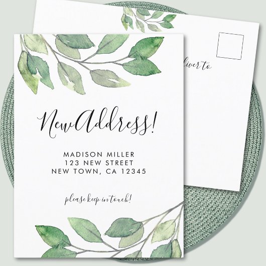 Nouvelle adresse Greenery Moving Faire-part carte 