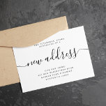 Nouvelle adresse moderne nous avons déménagé<br><div class="desc">Simple élégant minimaliste noir et blanc nouvelle adresse écriture manuscrite script de calligraphie mobile carte faire-part.            Facile à personnaliser avec votre nouvelle adresse de domicile.</div>