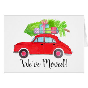 Nouvelle adresse Voiture rouge avec arbre de Noël