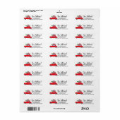Nouvelle adresse Voiture rouge avec Étiquette sapi (Feuille entière)