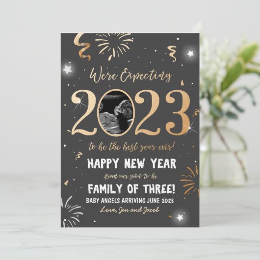 Nouvelle année Faire-part de grossesse Reveal 2023 (Debout devant)