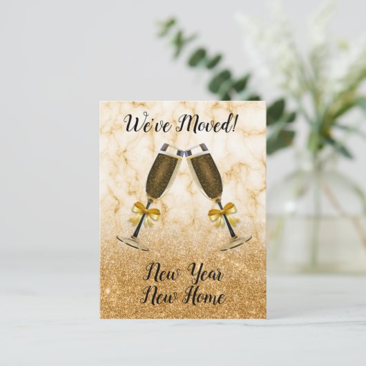 Nouvelle année Moved Faire-part Moved Gold Champag (Debout devant)