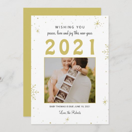 nouvelle année/Noël bébé faire-part flocon de neig (Devant / Derrière)