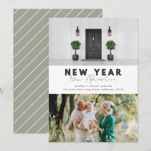 Nouvelle année nouvelle aventure multi photo carte (Devant / Derrière)